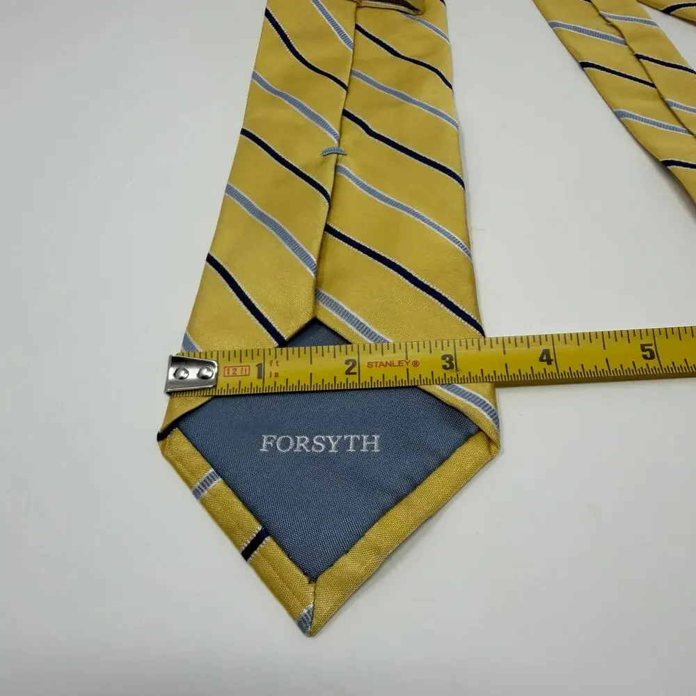 Vintage Forsyth Yellow Striped Silk Tie Hand Sewn